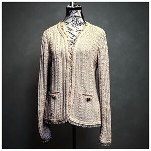 J.Crew Textured Knit Cardigan with Fringe Trim - NWT - Size Medium